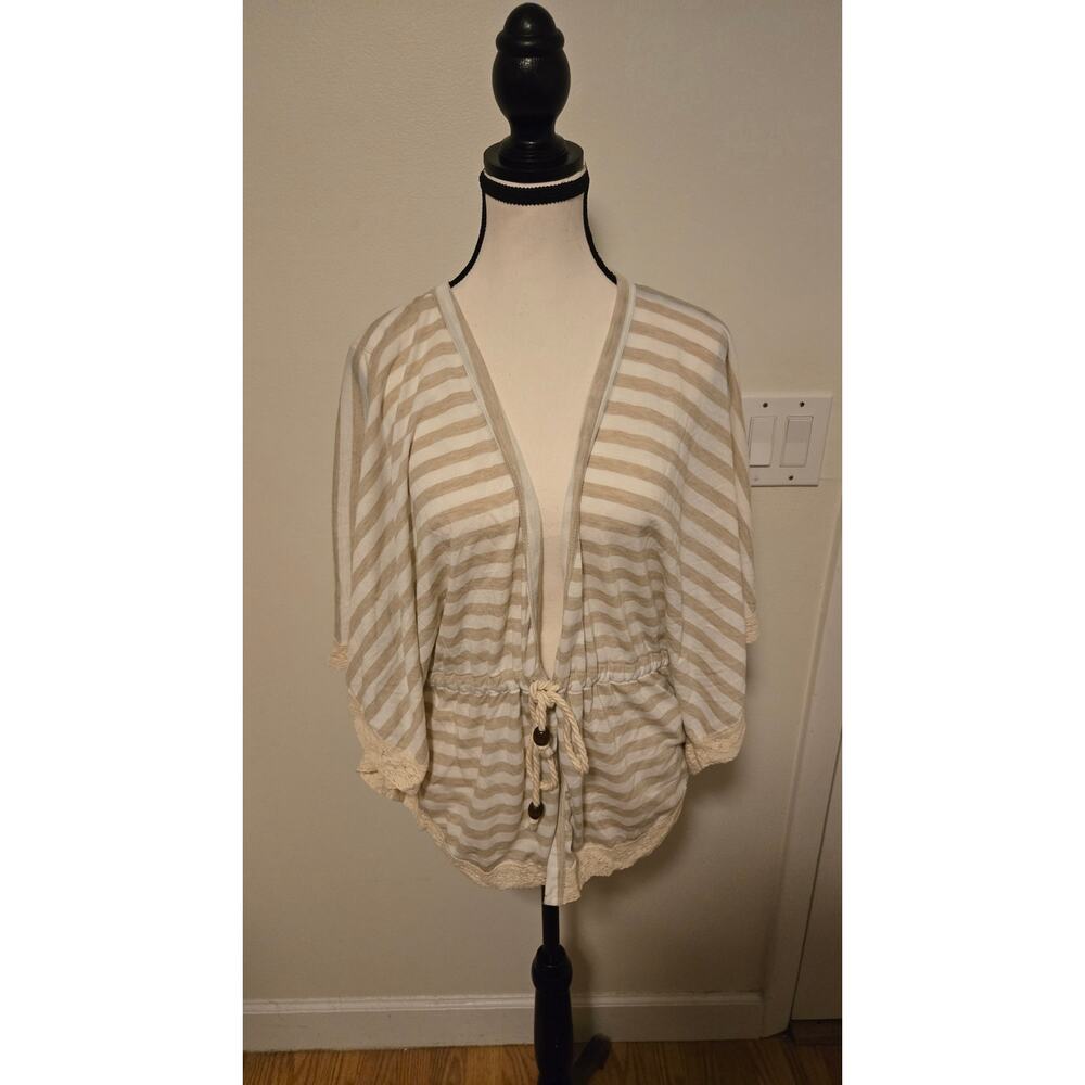 Jolt Tan and White Stripped Cover up Dress